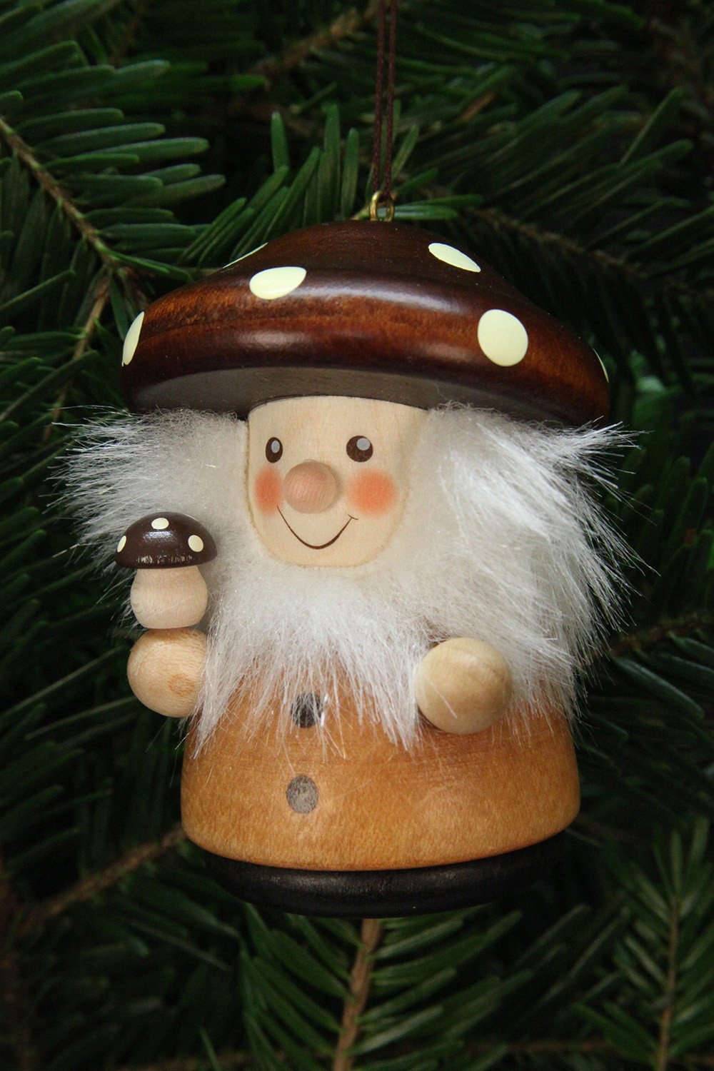 Little Gnome Christmas Tree Decoration - Natural Mushroom Man
